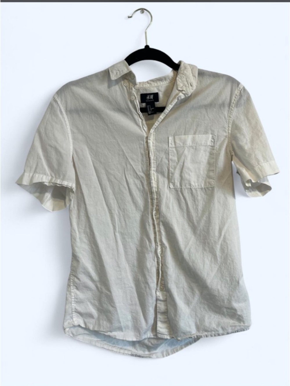 H&M white button up pocket shirt
